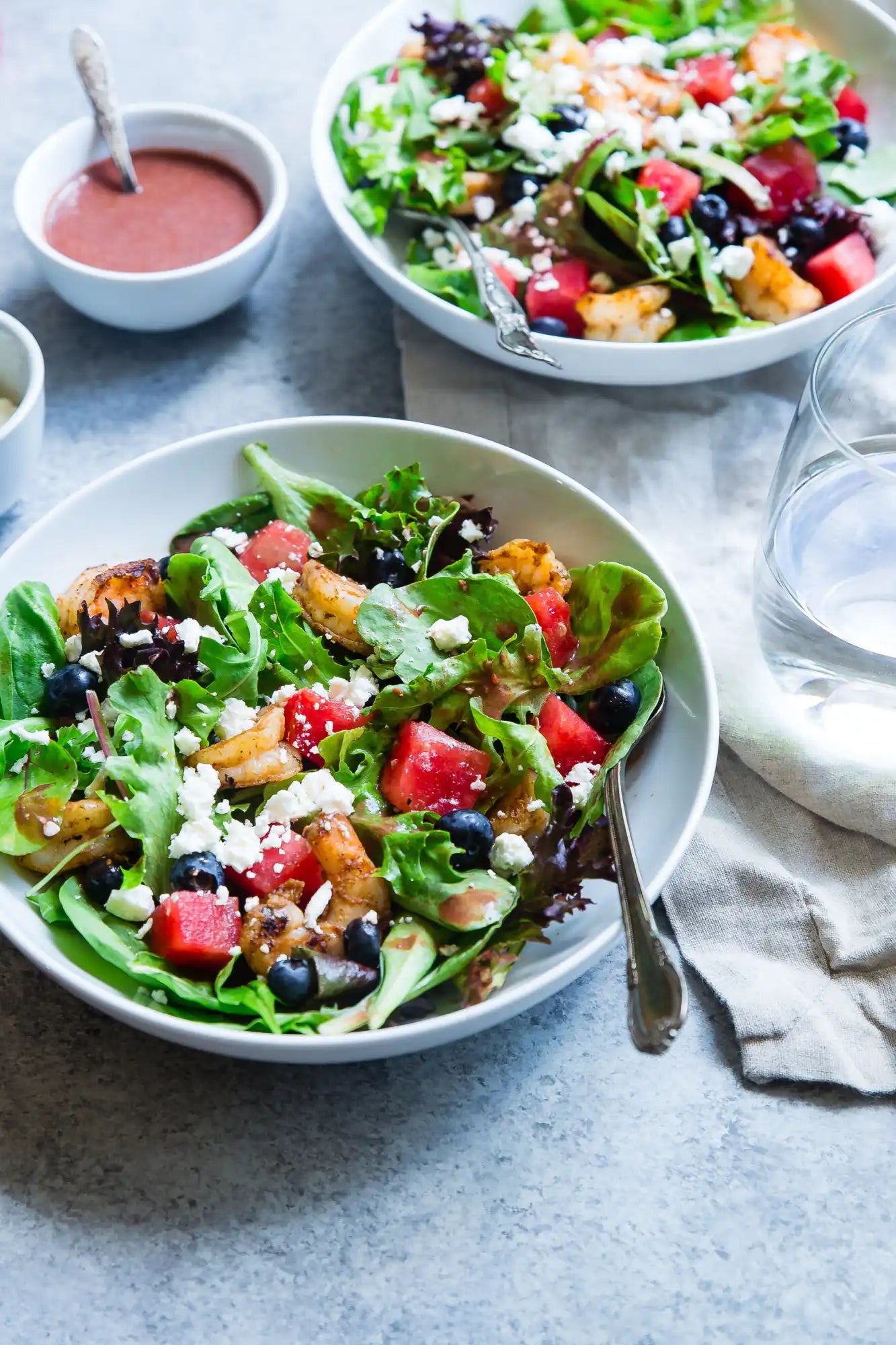 Colorful salad with watermelon and blueberries.