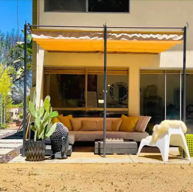 Outdoor patio seating area.