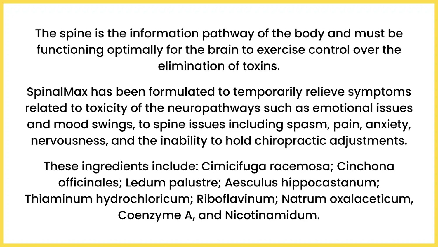 SpinalMax supplement information.