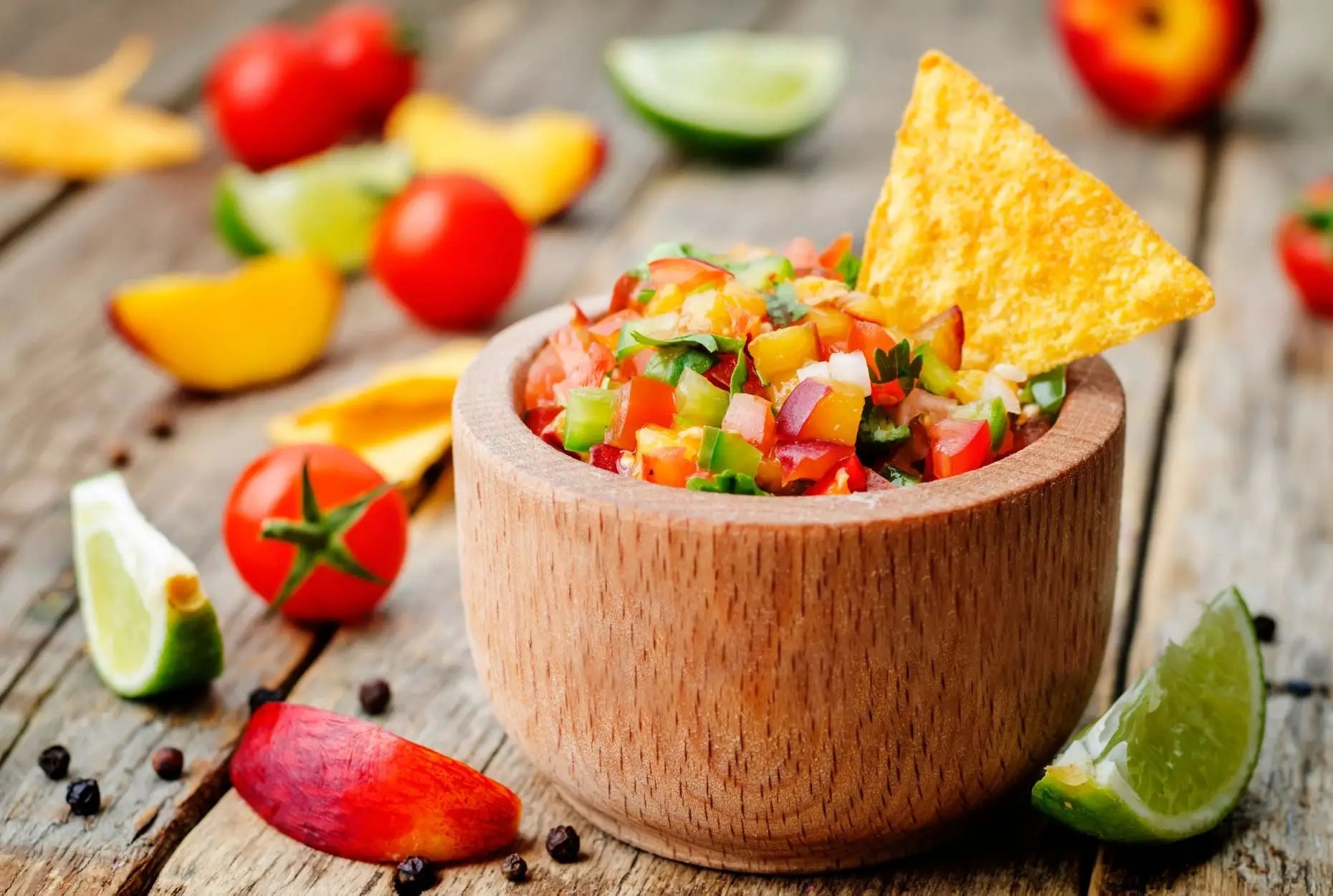 Peach Salsa with Jicama Chips